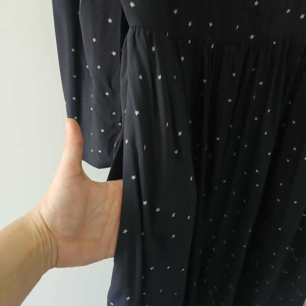 Madewell Women's Size 0 Alicia Long Sleeve Midi Dress in Night Stars Navy Pocket - Picture 8 of 16